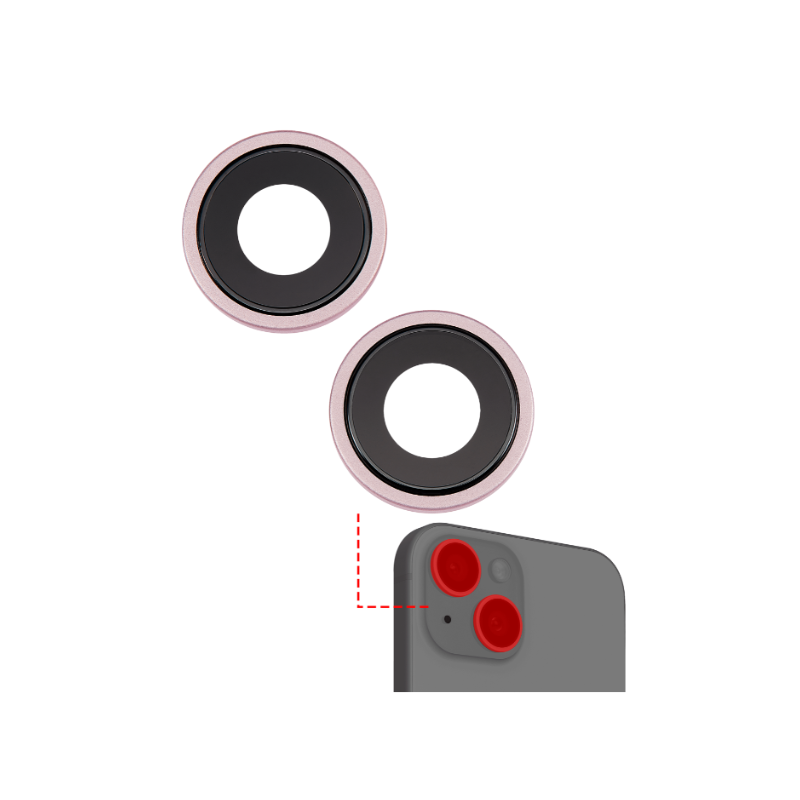 Back Camera Lens With Bracket & Bezel Compatible For iPhone 15 / 15 Plus (2 Piece Set) (Premium)