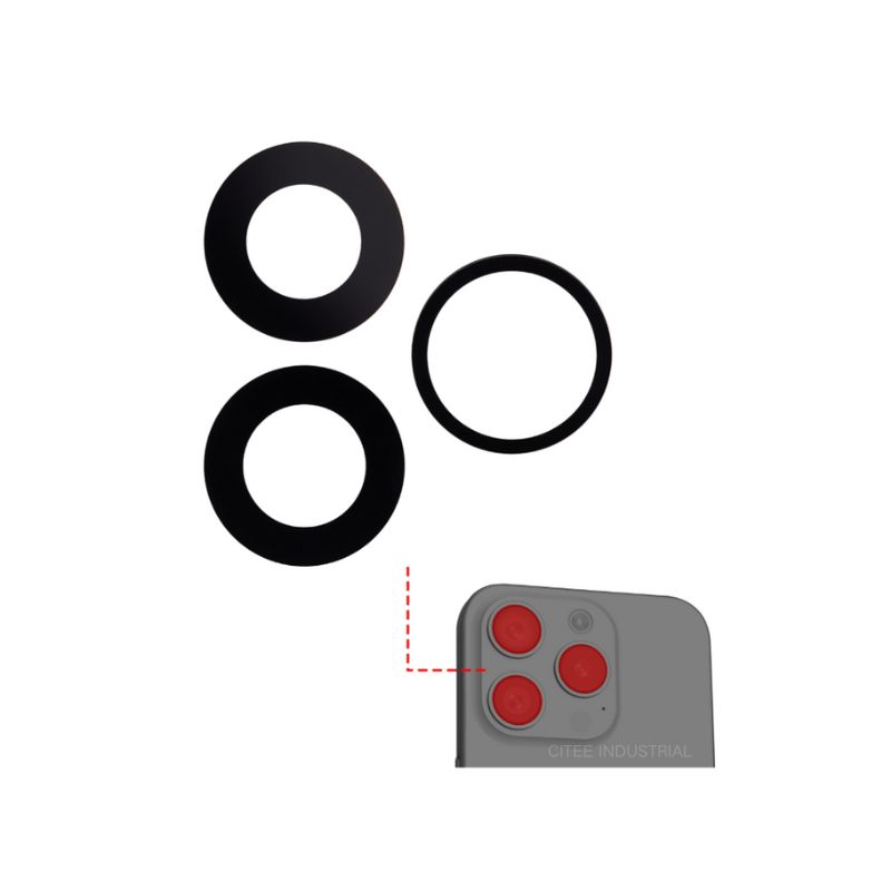 Back Camera Lens (Glass Only) With Adhesive Compatible For iPhone 15 Pro Max (3 Piece Set) (Aftermarket Plus) (10 Pack)