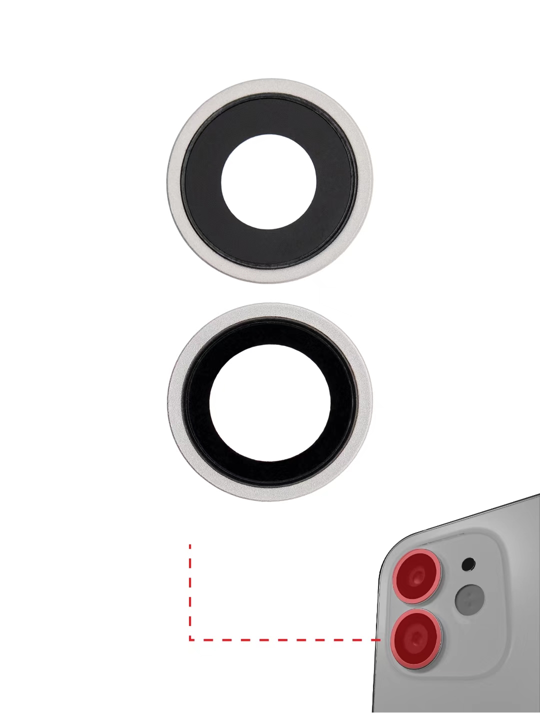 Back Camera Lens With Bracket & Bezel Compatible For iPhone 12 / 12 Mini (Aftermarket Plus)