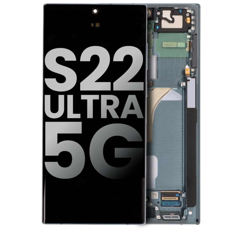 OLED Assembly With Frame Compatible For Samsung Galaxy S22 Ultra 5G (Used OEM Pull: Grade B/C) (Phantom Green)