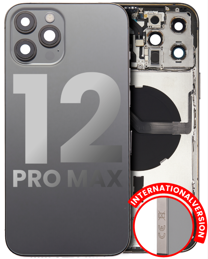 Back Housing W/ Small Components Pre-Installed Compatible For iPhone 12 Pro Max (International Version) (Used OEM Pull: Grade C) (Graphite)