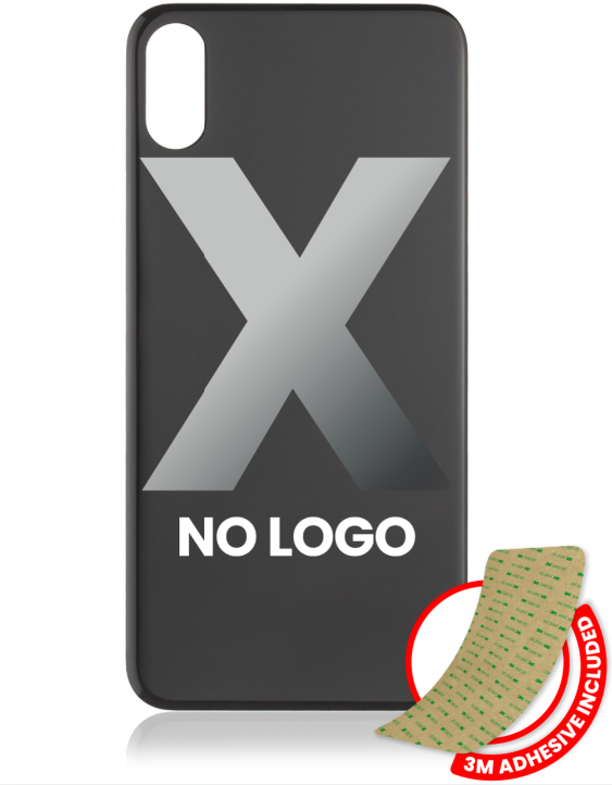 Back Glass With 3M Adhesive Compatible For IPhone X (No Logo / Large Camera Hole) (Space Gray)