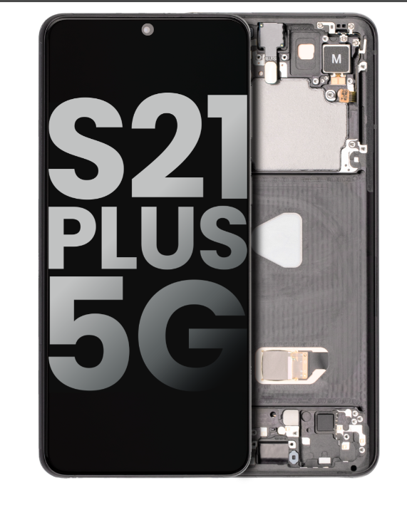 OLED Assembly With Frame Compatible For Samsung Galaxy S21 Plus 5G (Used OEM Pull: Grade B/C) (Phantom Black)