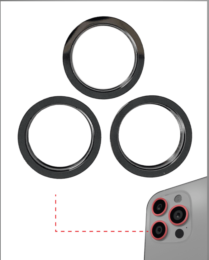 Back Camera Bezel Ring Only Compatible For iPhone 12 Pro Max (Graphite) (3 Piece Set)