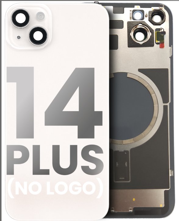 Back Glass With Steel Plate With MagSafe Magnet Pre-Installed Compatible For iPhone 14 Plus (Starlight) (No Logo)